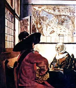 Officer and Laughing Girl after Vermeer - by Mai Griffin