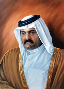 Official Portrait of Sheikh Hamad bin Khalifa of Qatar by Mai Griffin