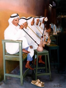 Smokers in the Soukh - Qatar in the Eighties by Mai Griffin