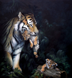 Tiger and Cubs by Mai Griffin
