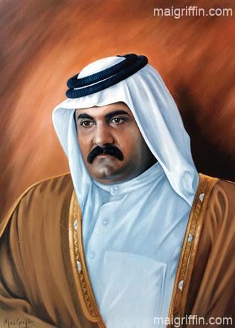 Official Portrait of Sheikh Hamad bin Khalifa of Qatar by Mai Griffin